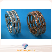 Joyería de la manera de la venta entera de la joyería anillo de piedra de la fila de tres filas anillo de la joyería de la plata esterlina 925 R10498